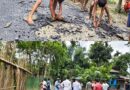 ধনিম্নমানের রাস্তার কাজের অভিযোগ,গ্রামবাসীদের বিক্ষোভে বন্ধ নির্মাণ!