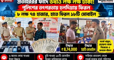 সাইবার জালিয়াতির পর বড় স্বস্তি হলদিয়ায়,‘হারানো’ লক্ষ লক্ষ টাকা ও মোবাইল ফিরল পুলিশের তৎপরতায়!