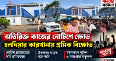 কারখানায় অতিরিক্ত কাজের অভিযোগ, প্রতিবাদে গেটের সামনে শ্রমিকদের অবস্থান-বিক্ষোভ