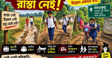 হাঁটুসমান জল,কাদার রাস্তা,অ্যাম্বুল্যান্সও ঢোকে না! অসুস্থ রোগীকে খাটিয়ায় ৩ কিমি—বাছড়াকুন্ডুর যন্ত্রণা
