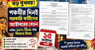 পুজোর আগে বড় খবর! ১৫ অক্টোবরই বেতন-পেনশন,প্রযোজ্য ক্ষেত্রে মিলবে বর্ধিত ডিএ